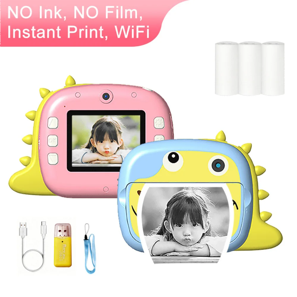 Kids Toys Videos - 子供用デジタルカメラ 2.4インチ ミニポータブルインスタントプリントカメラ HD 4K 1080P