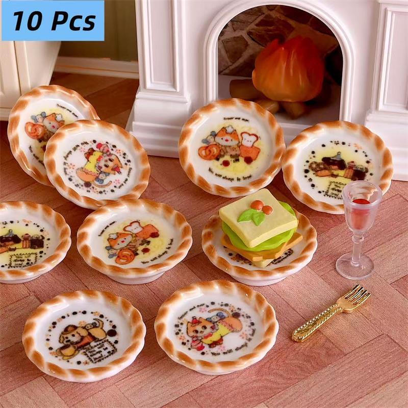 Kids Toys Home - 10 ピース/セットドールハウスミニチュア子犬犬プリントパンモデルドールハウスシーン DIY 装飾アクセサリー子供ふり遊びおもちゃ