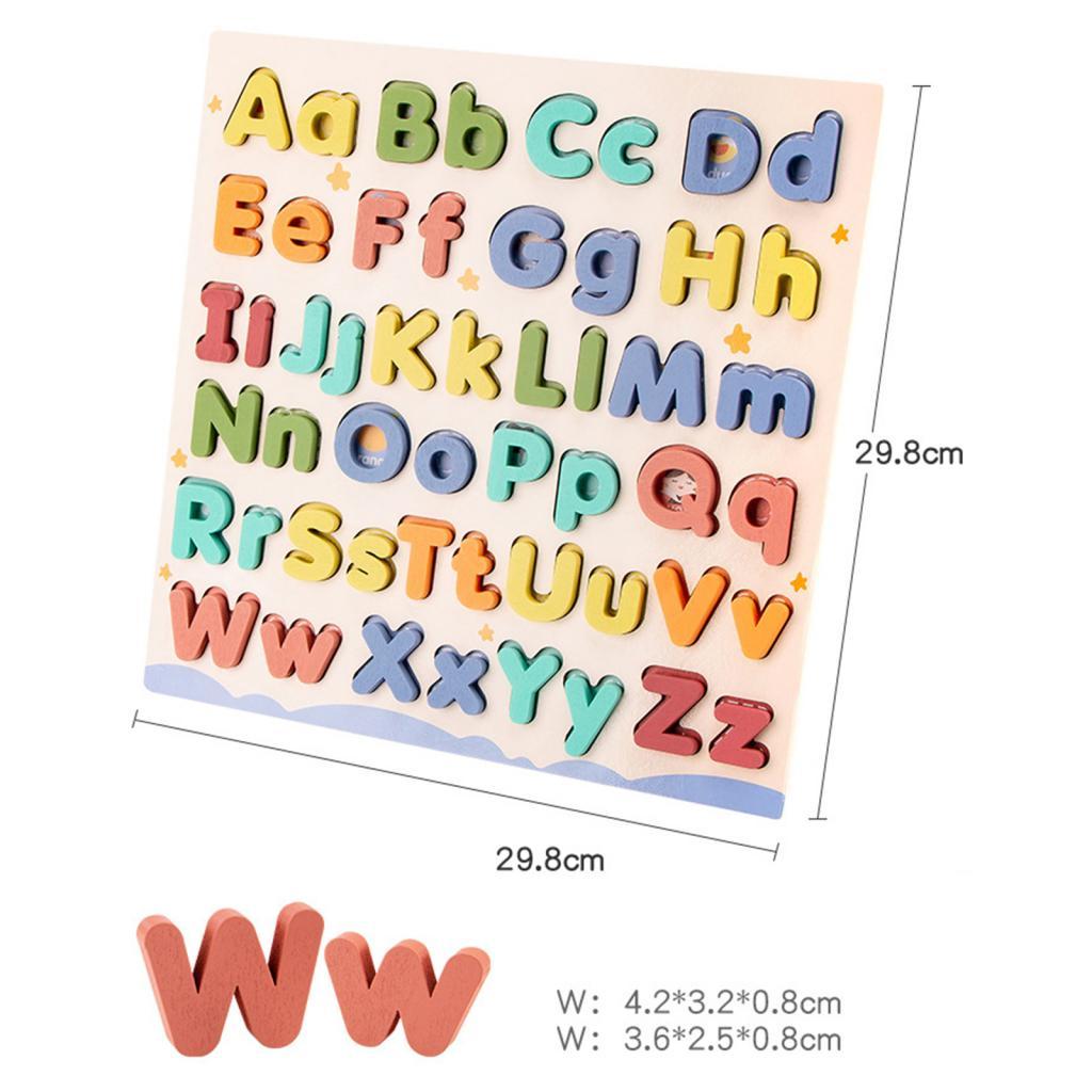 Kids Toys Cartoon Images - 幼児向け木製アルファベットパズルおもちゃ、漫画のイラストで英語の文字を学ぶための教育用モンテッソーリギフト
