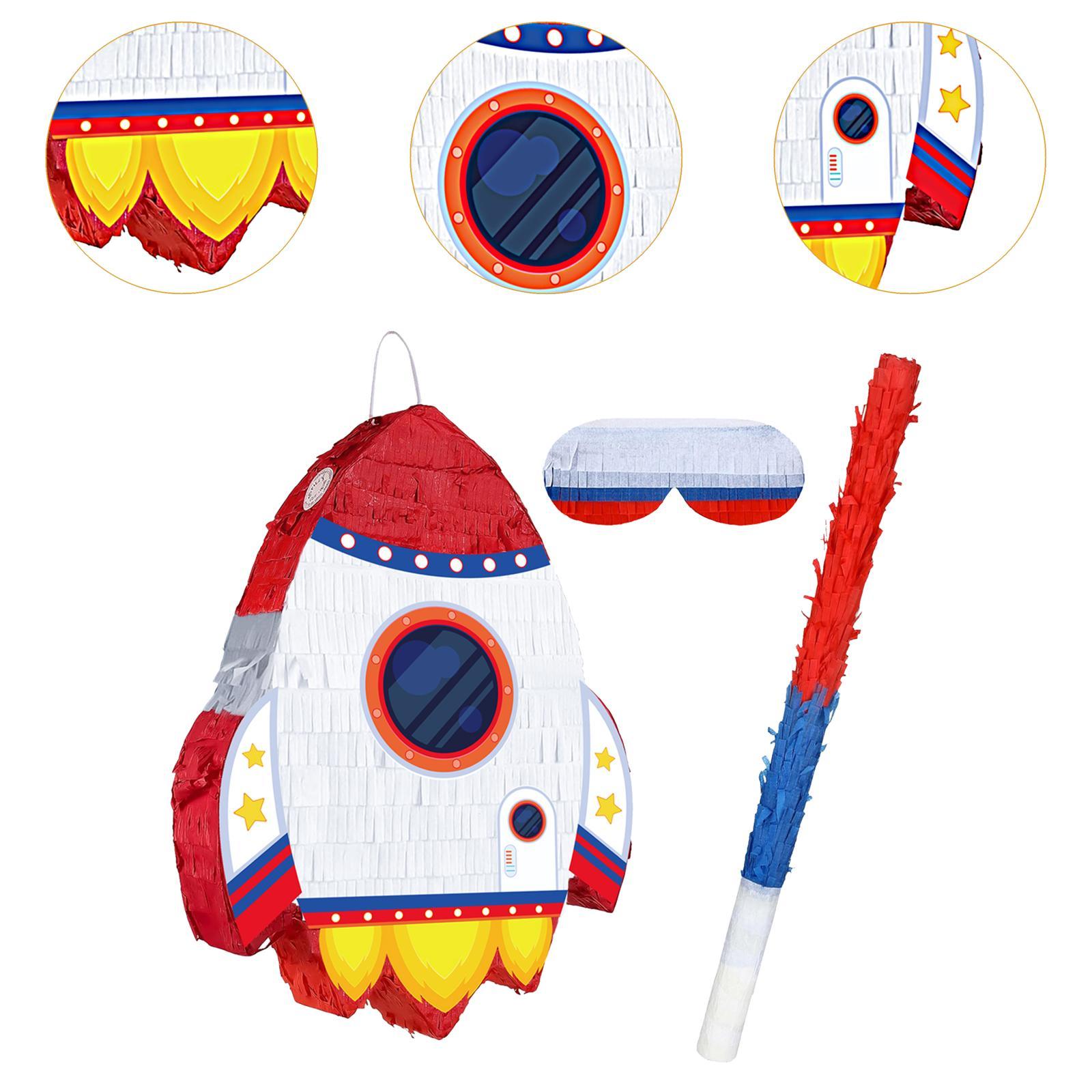 Kids Toys And Games - ロケットピニャータセット（目隠しとスティックペーパー付き）PVC製パーティーゲームおもちゃオーガナイザー 子供のお祝いパーティー用品