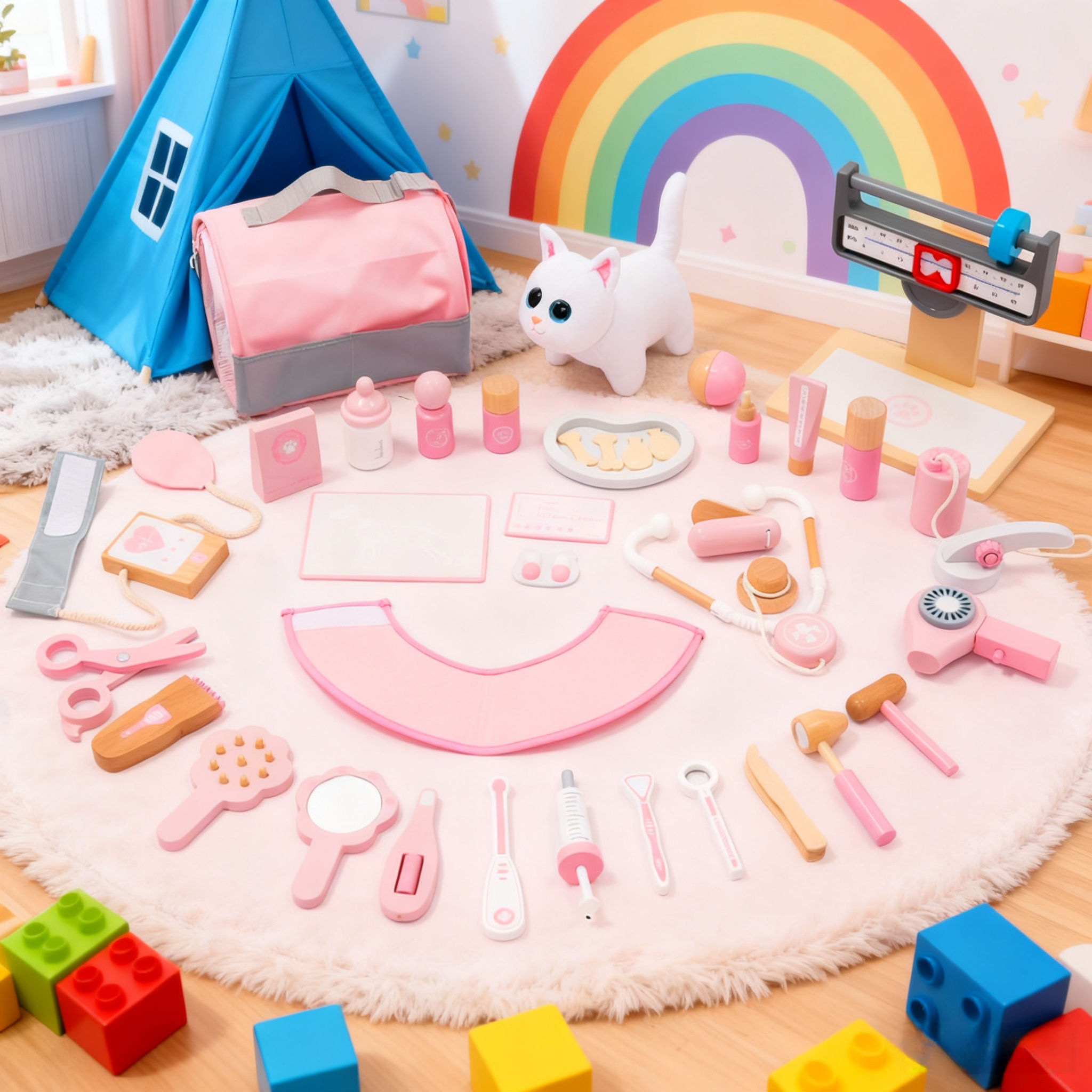 Kids Toys Doctor Set - 子供向けごっこ遊びペットドクターおもちゃセット：教育的成長玩具、越境ロールプレイキット＆木製クラフト