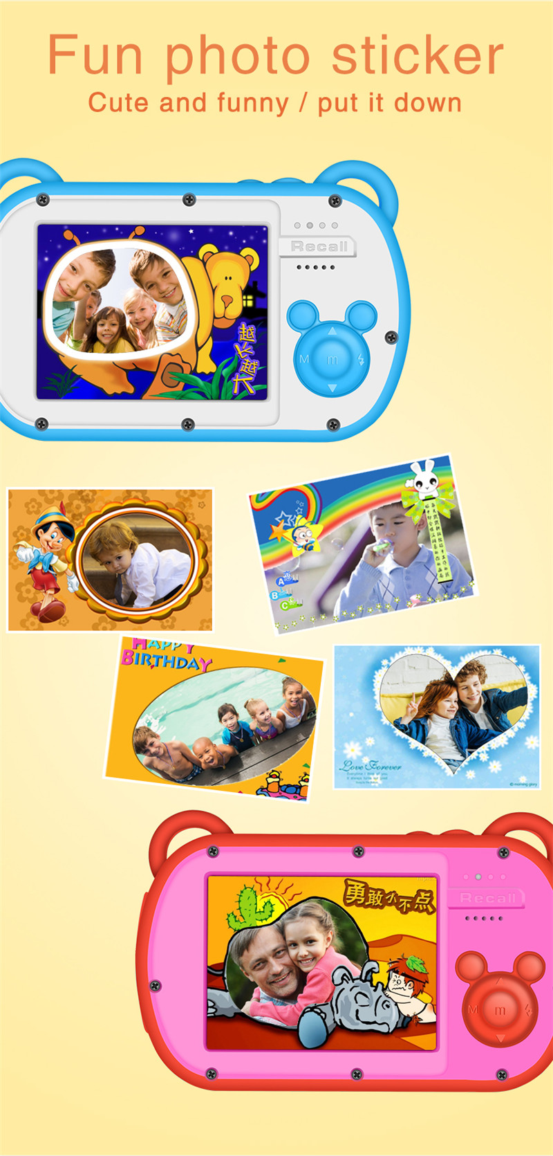 Kids Toys Cartoon Images - 1080P防水漫画風キュートキッズカメラ子供誕生日プレゼントビデオデジタルカムコーダー音楽MP3ディスプレイおもちゃカメラ