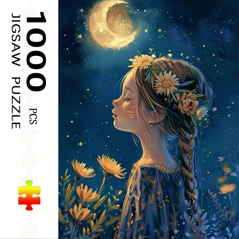 Kids Toys Under 500 - 500/1000 ピース ジグソーパズル 女の子と月の下 ジグソーパズル 教育玩具