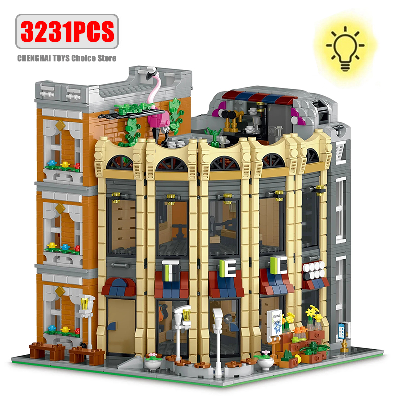 Kids Toys Store - 3231 個クリエイティブエキスパート MOC ラウンドコーナーショップビルディングブロックシティストリートビュー欧州スタイルストアモジュラーモデルおもちゃキッズギフト