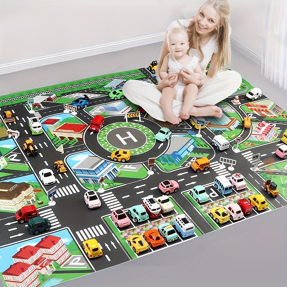 Kids Toys And Games - 子供のための都市のトラフィックプレイマット、大きなゲームパッド、防水、インタラクティブなロードマップ、おもちゃの車と遊ぶ、教育ツール、1個