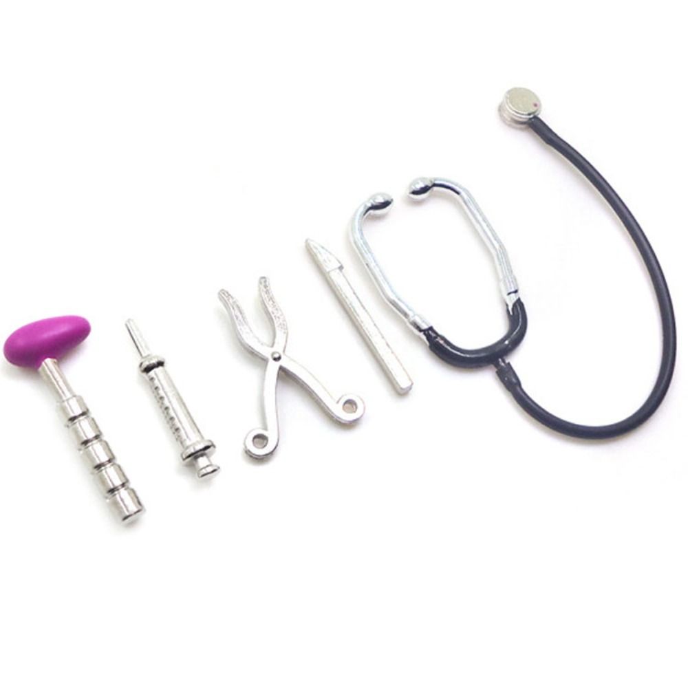 Kids Toys Doctor Set - 子供、人形のアクセサリー、医療機器、合金、医師、看護、おもちゃ、1:6、1/12スケール用のドールハウスミニチュア聴診器セット