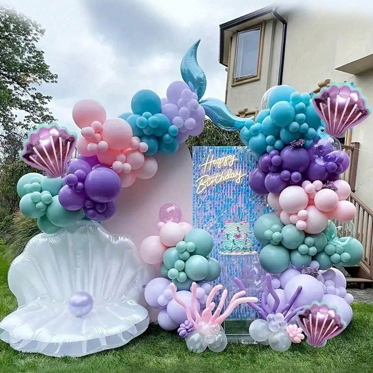 Water Balloon Set - 202個入り マーメイドバルーンチェーンバルーンセット オーシャンテーマパーティー ガールズバースデーパーティー 室内および屋外装飾デコレーション