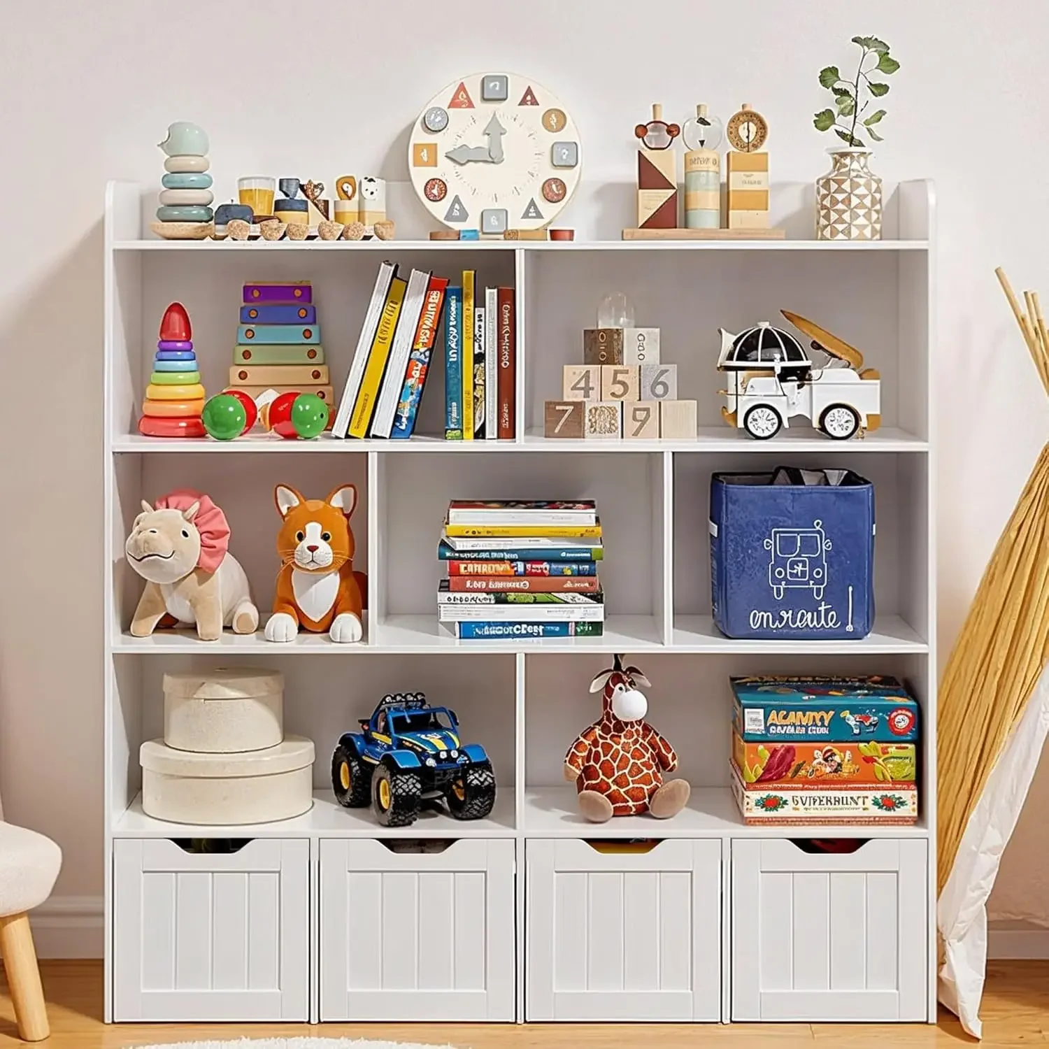 子供用おもちゃ収納キャビネット、可動式引き出し付き本棚、オー - Kids Toys Drawers のレビューと価格