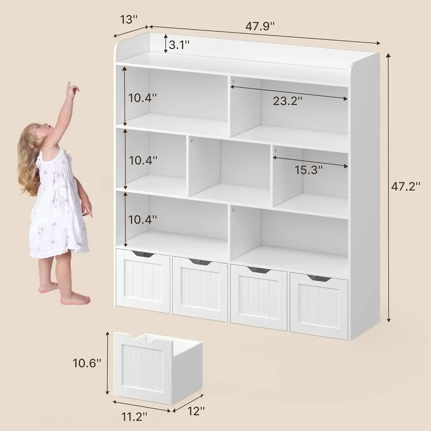 子供用おもちゃ収納キャビネット、可動式引き出し付き本棚、オー - Kids Toys Drawers のレビューと価格
