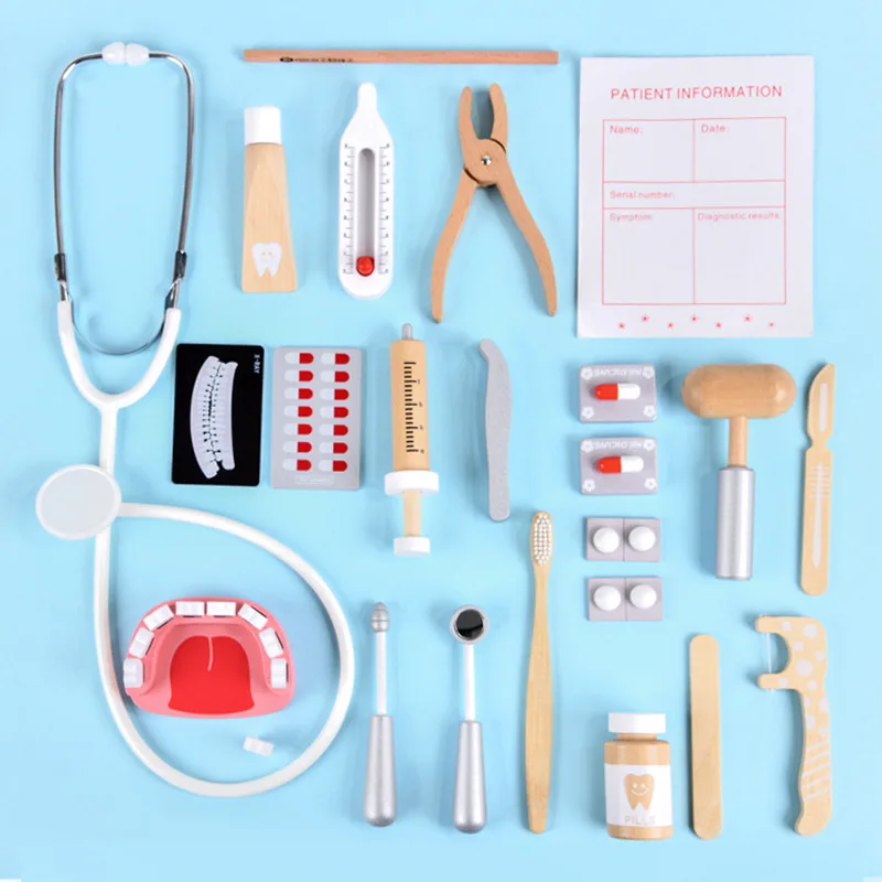 新しい子供向けごっこ遊びおもちゃ 木製ごっこ遊びお医者さんご - Kids Toys Doctor Set のレビューと価格