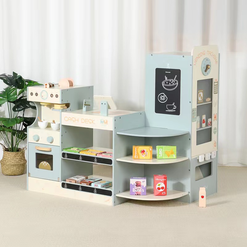 子供用木製食料品店プレイセット、子供用プレイストア木製スーパ - Kids Toys Store のレビューと価格