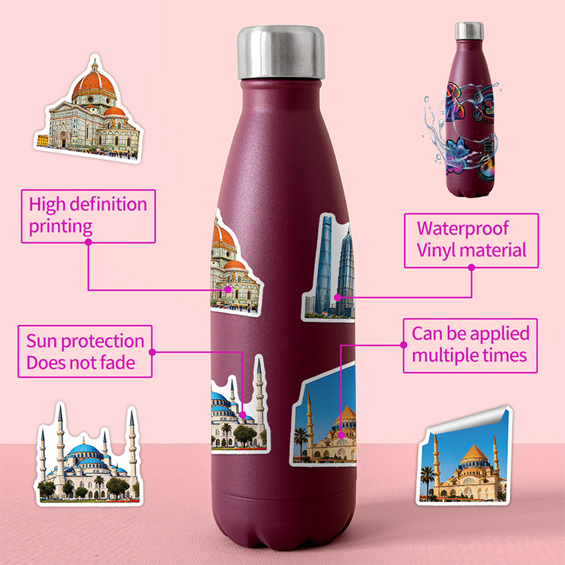 50 個有名な都市のランドマーク旅行ステッカーヴィンテージ建 - Kids Toys Vintage のレビューと価格