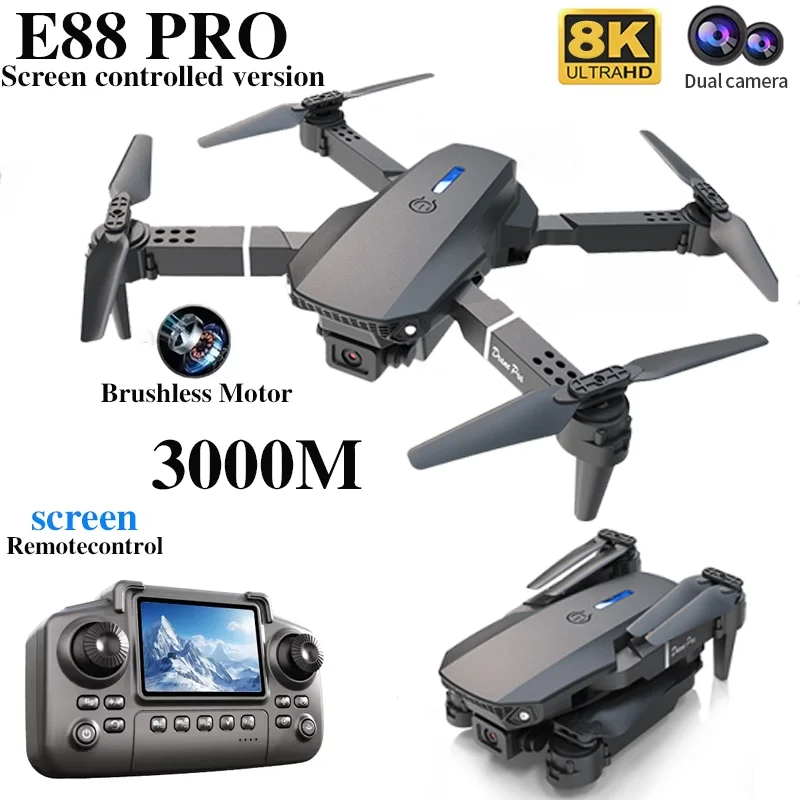プロフェッショナルE88 PROドローン、スクリーン付き8K - Kids Toys Drone のレビューと価格