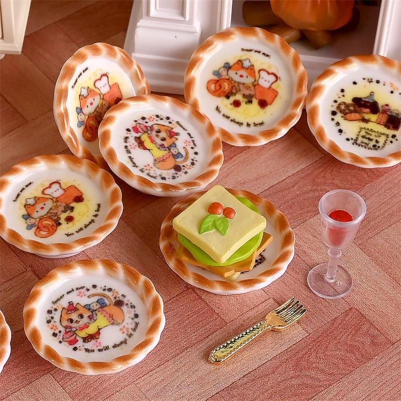 10 ピース/セットドールハウスミニチュア子犬犬プリントパン - Kids Toys Home のレビューと価格