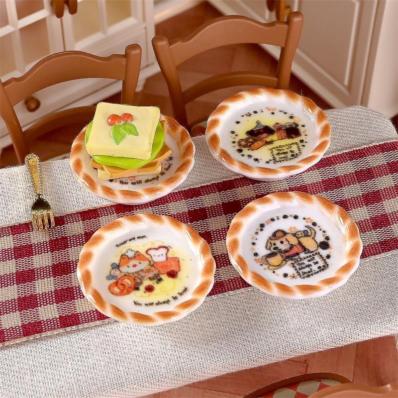 10 ピース/セットドールハウスミニチュア子犬犬プリントパン - Kids Toys Home のレビューと価格