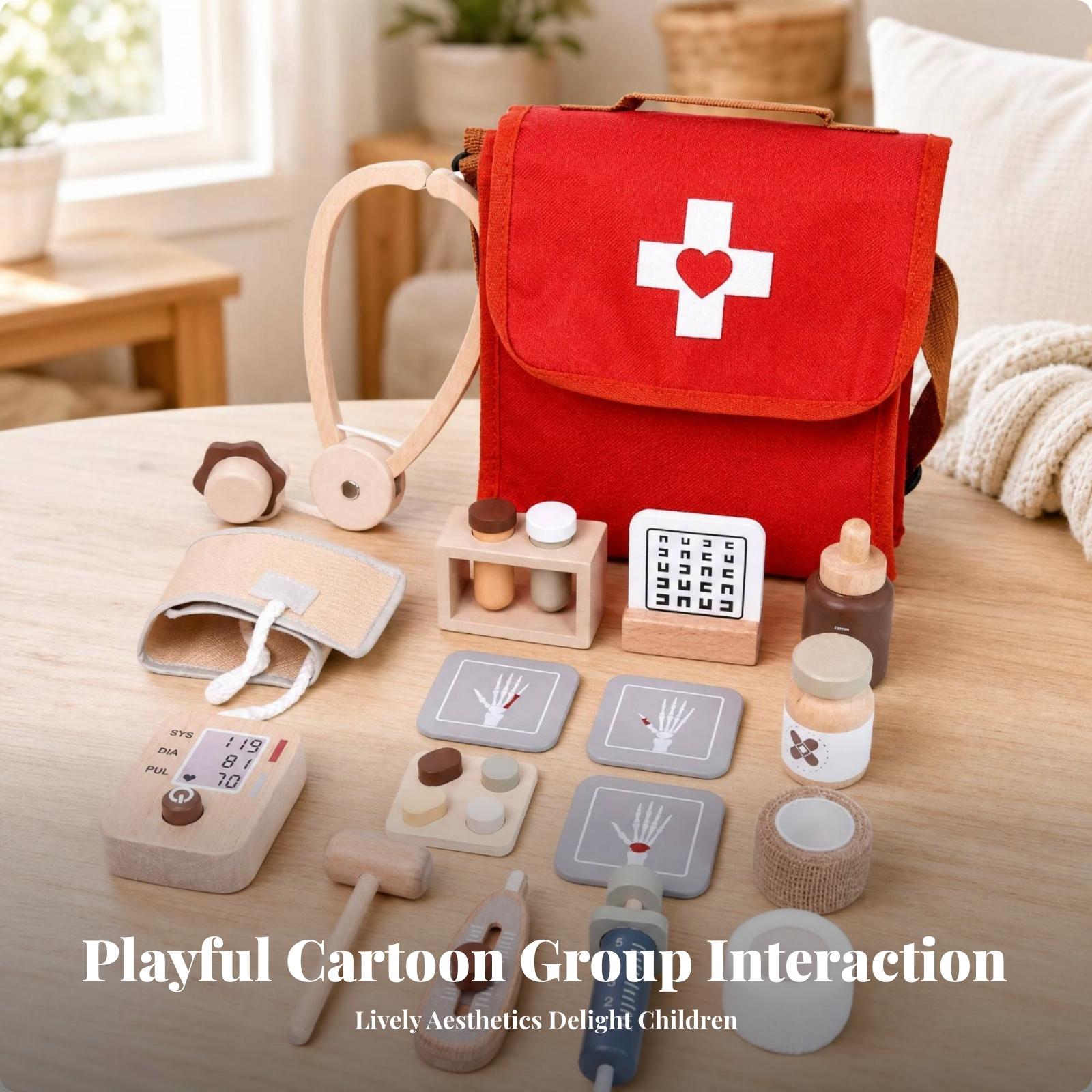 子供用ごっこ遊びお医者さんセット 木製医療バックパックキット - Kids Toys Doctor Set のレビューと価格