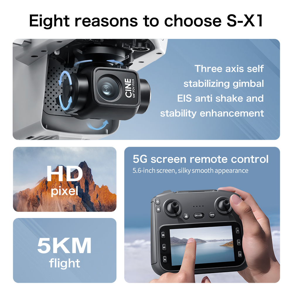オリジナルS-X1ドローン 8K HD プロフェッショナル  - Kids Toys Drone のレビューと価格