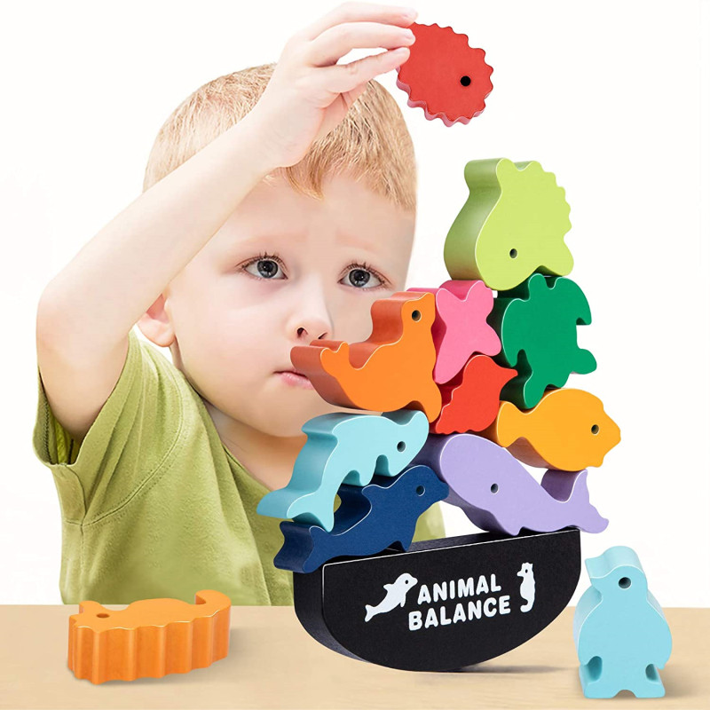 子供のための木製モンテッソーリ教育バランスブロック,恐竜のお - Kids Toys Videos のレビューと価格