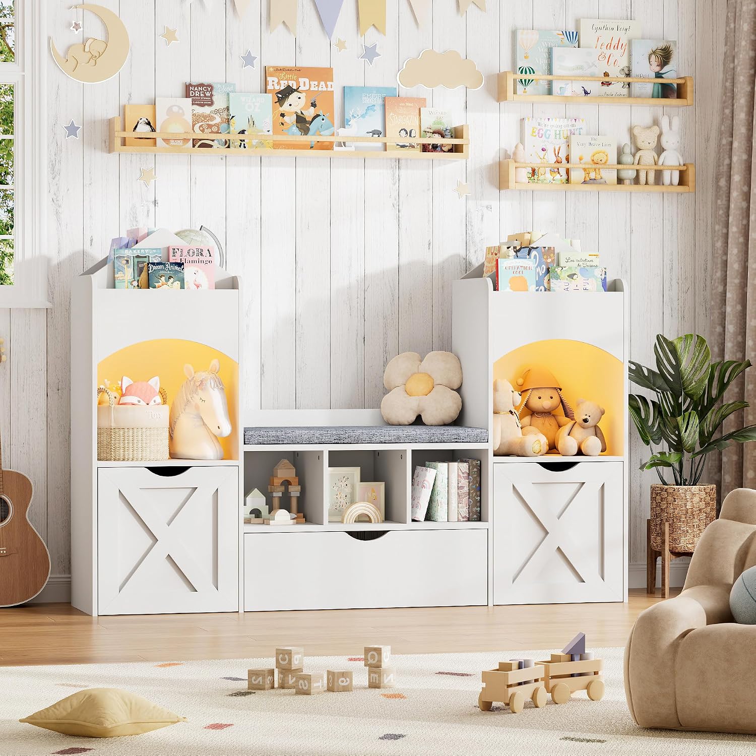 お城型子供用本棚読書コーナー ホワイトおもちゃ収納オーガナイ - Kids Toys Drawers のレビューと価格