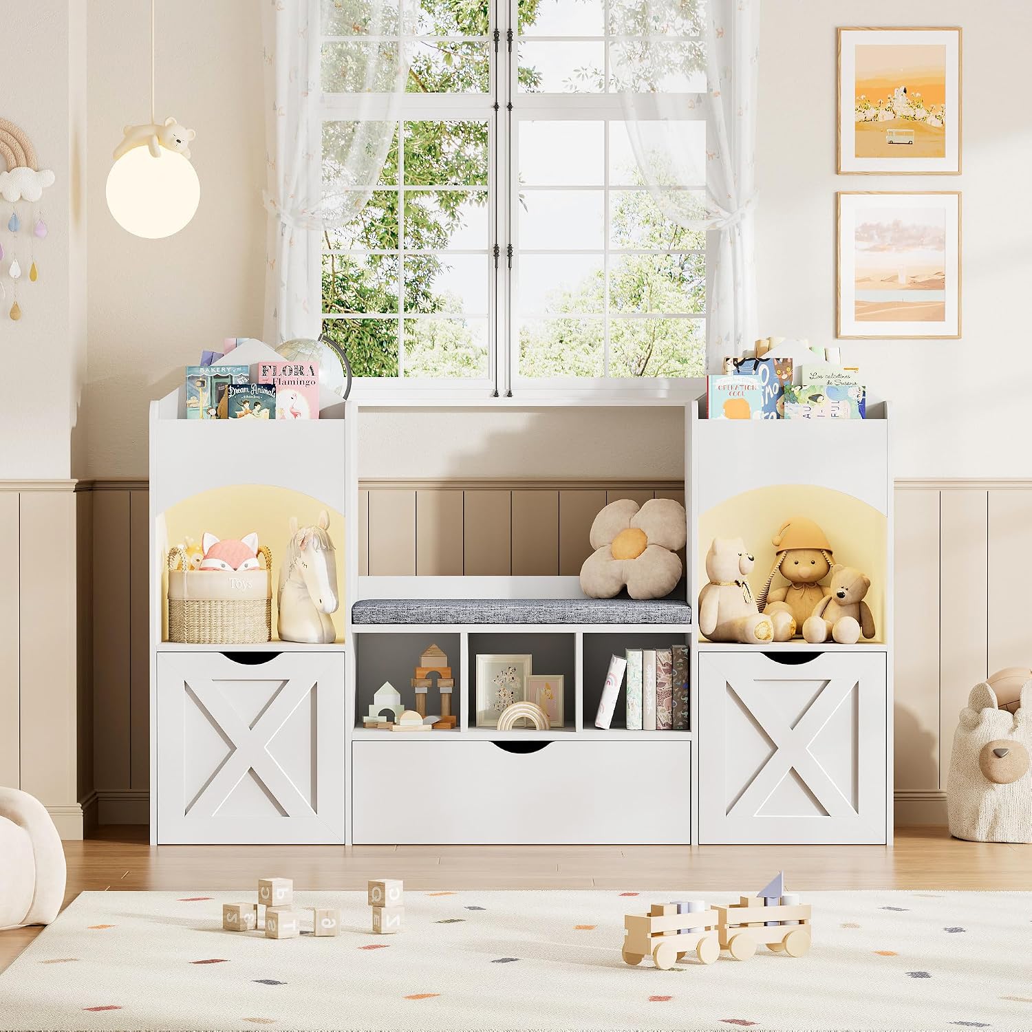 お城型子供用本棚読書コーナー ホワイトおもちゃ収納オーガナイ - Kids Toys Drawers のレビューと価格