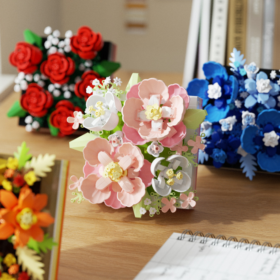 ローズマイクロダイヤモンド粒子花ビルディングブロック花モデル - Kids Toys Under 500 のレビューと価格