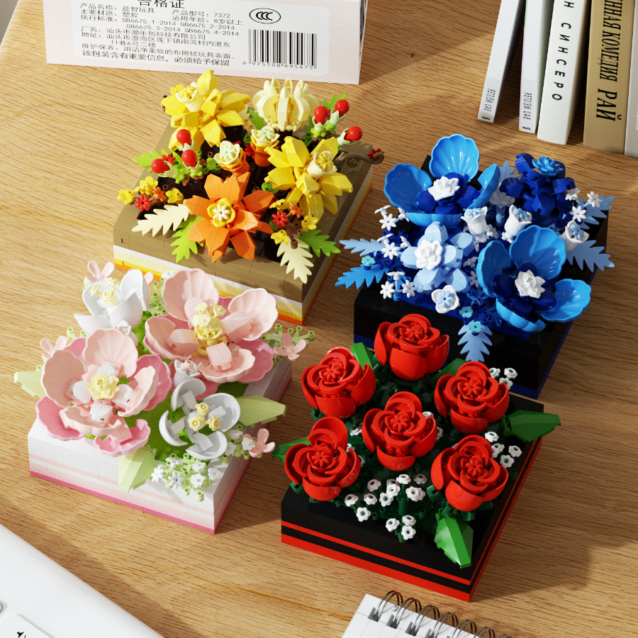ローズマイクロダイヤモンド粒子花ビルディングブロック花モデル - Kids Toys Under 500 のレビューと価格