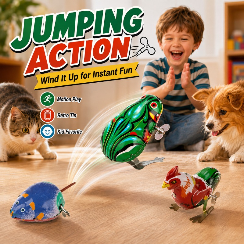 伝統的な巻き上げ式ジャンプカエルのおもちゃ、子供向けのヴィン - Kids Toys Vintage のレビューと価格