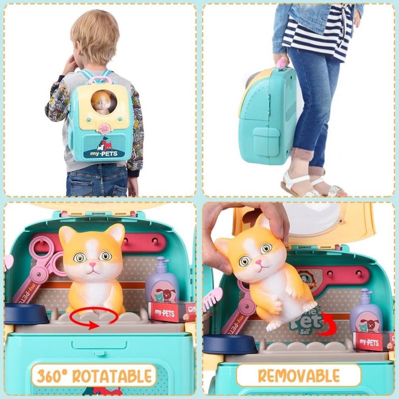 幼児用ペットケアプレイセット、バックパック付き犬用グルーミン - Kids Toys Doctor Set のレビューと価格