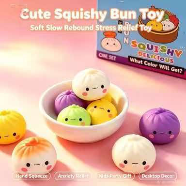 漫画のパン型スクイッシー・フィジェットトイ、柔らかいスクイー - Kids Toys Home のレビューと価格