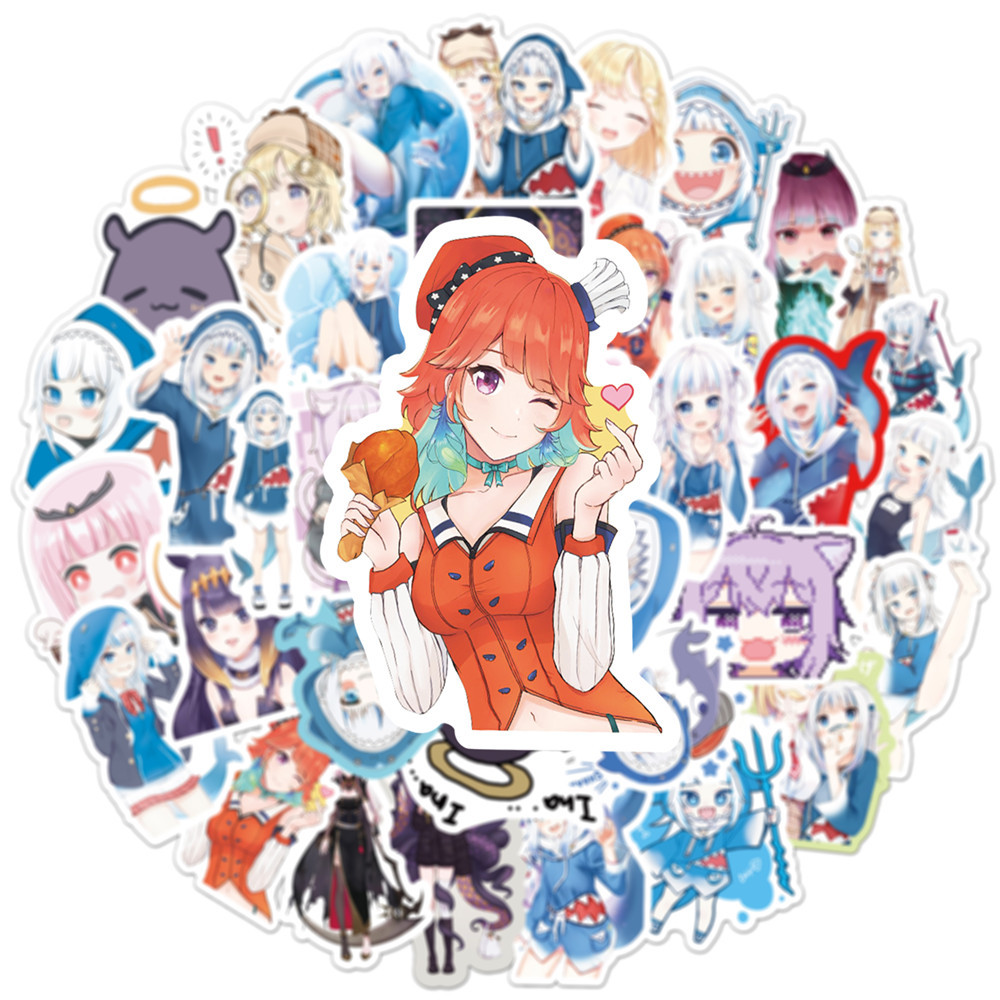 50 個 Gawr Gura ステッカーサメガールステッカー - Kids Toys Cartoon Images のレビューと価格
