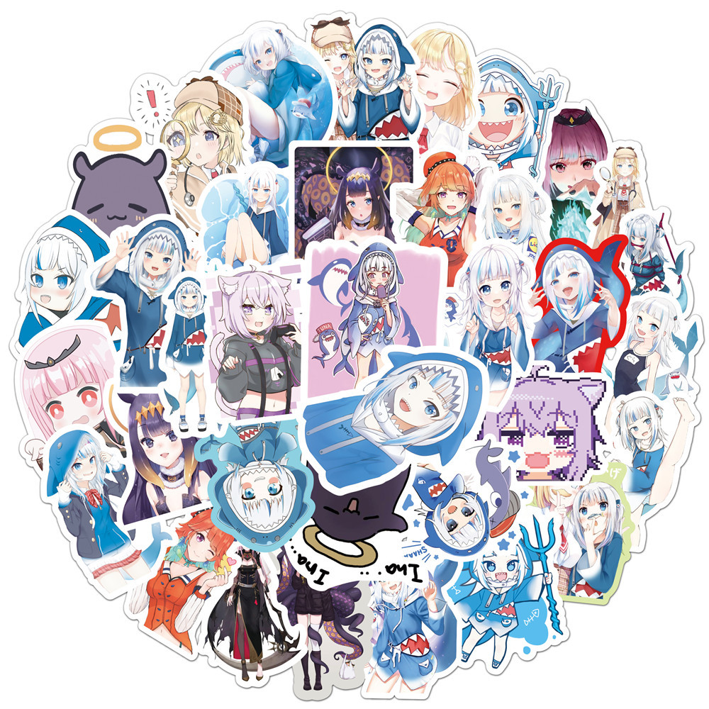 50 個 Gawr Gura ステッカーサメガールステッカー - Kids Toys Cartoon Images のレビューと価格