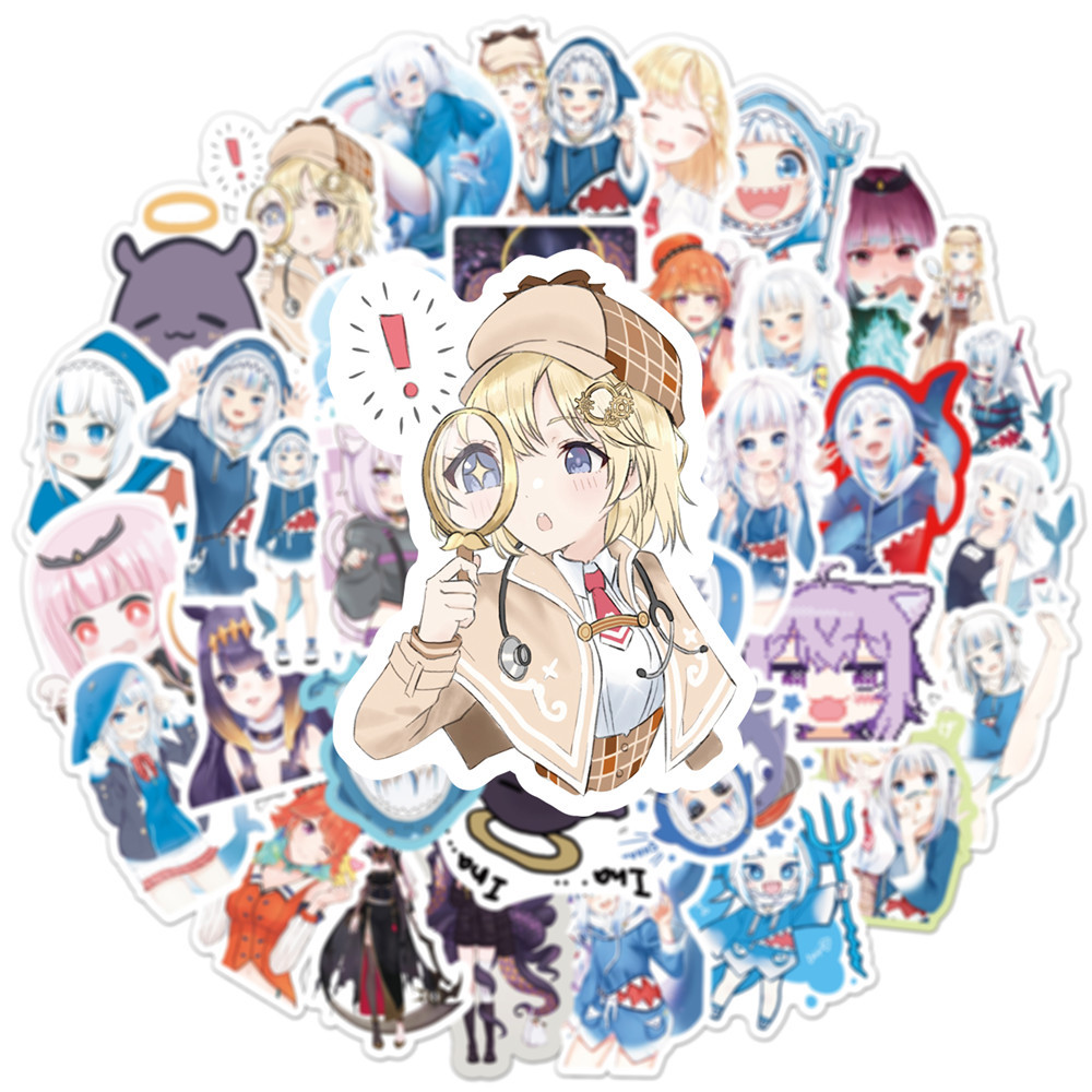 50 個 Gawr Gura ステッカーサメガールステッカー - Kids Toys Cartoon Images のレビューと価格